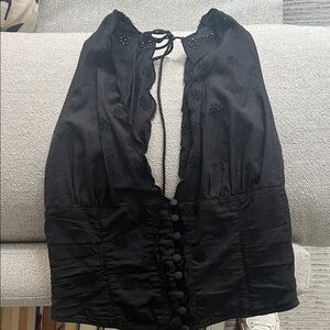 Free People Black Embroidered Tank Top